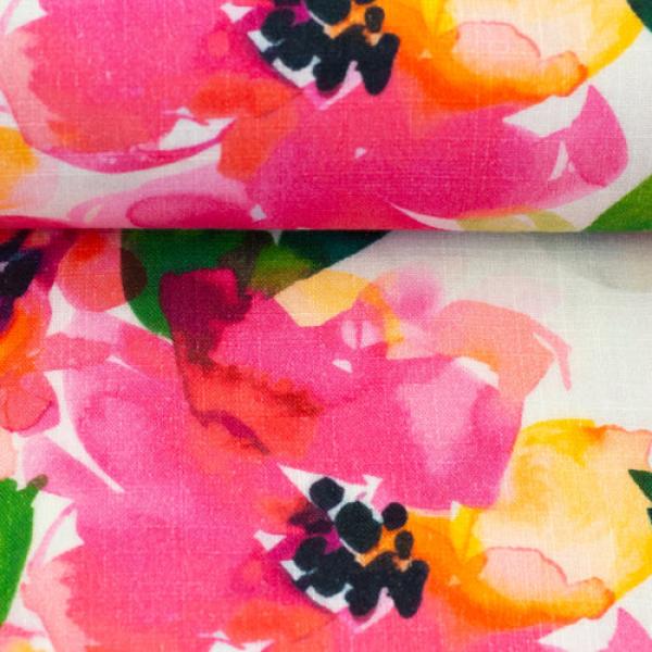 Double Slub Musselin Haren Bunte Blüten Blüten by Swafing 